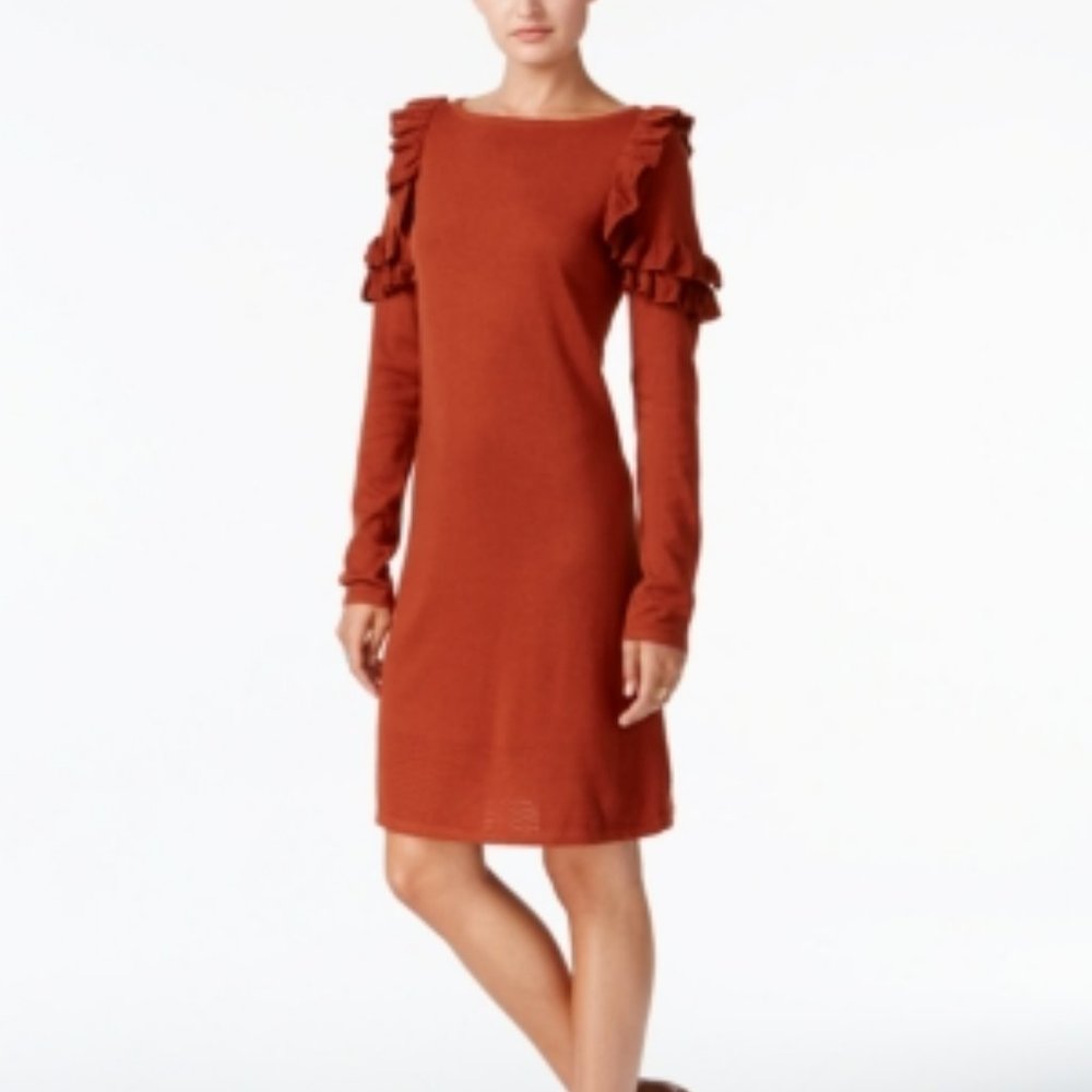 Style & Co Ruffle-Shoulder Sweater Dress